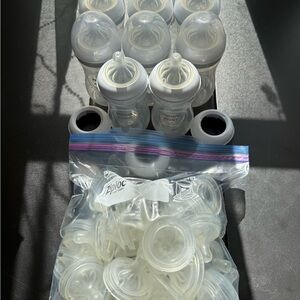 Baby Bottle Set with Nipples - White/Clear
